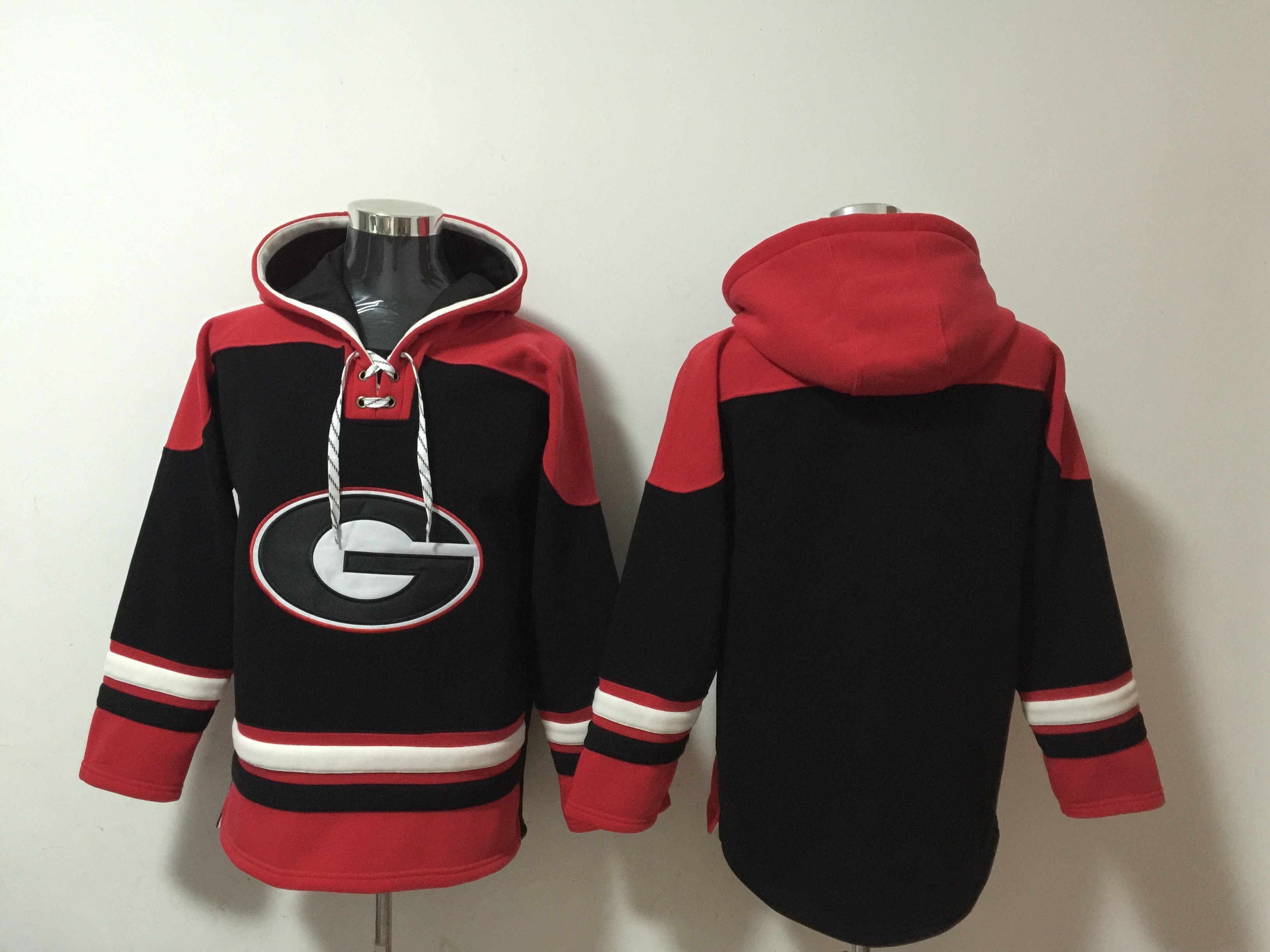 Men's Georgia Bulldogs Blank Black Ageless Must-Have Lace-Up Pullover Hoodie
